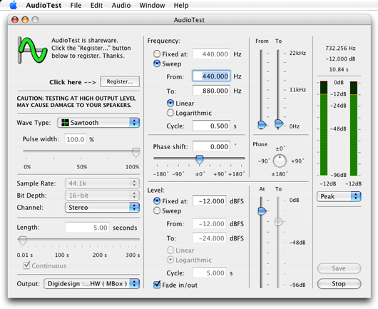 audiotest screenshot